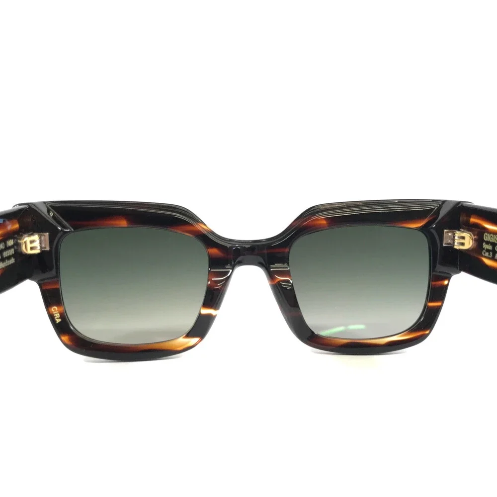 Gigi Studios Sunglasses CIRA 6633/2 Striped Brown Frame w/ Gradient Green Lenses